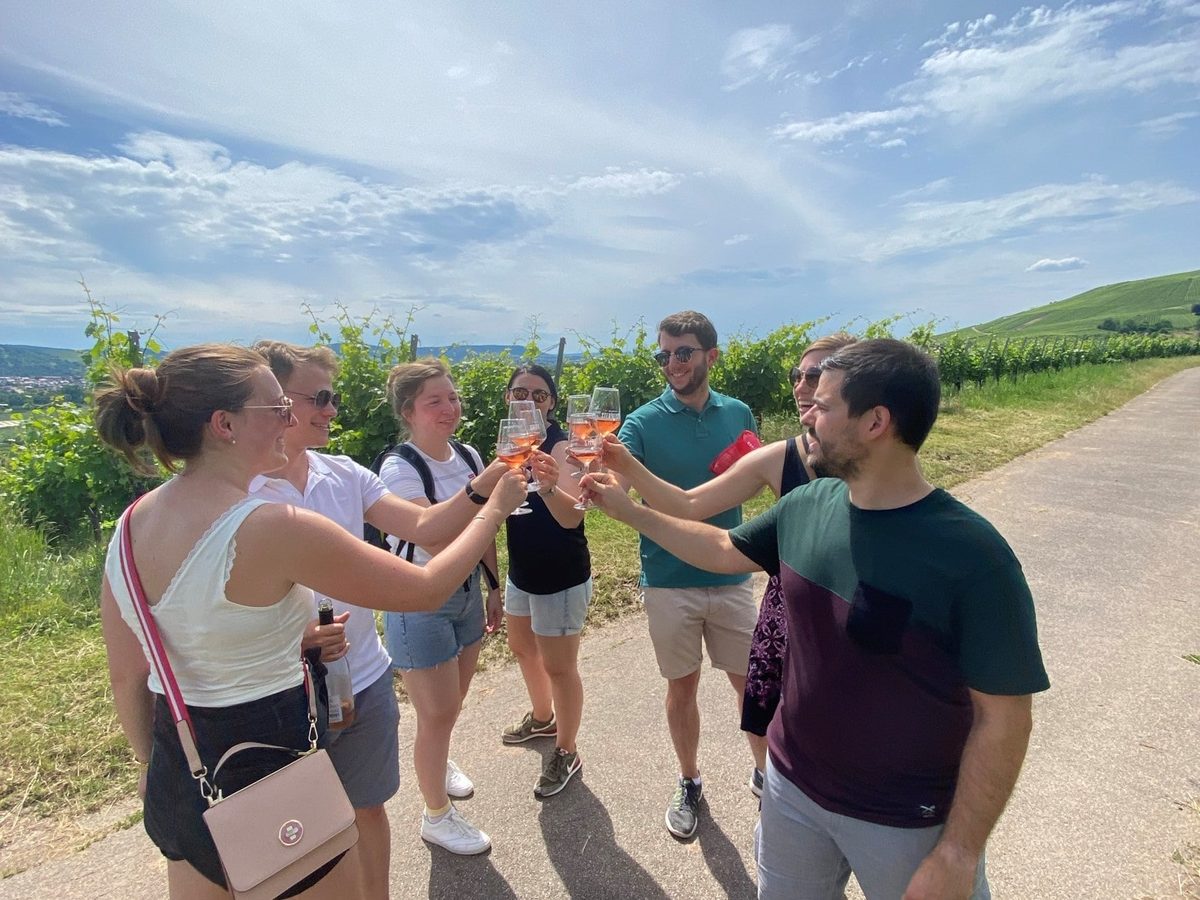 Gruppe bei der Weinprobe in den Weinbergen der Region Heidelberg – alle Touren im Überblick